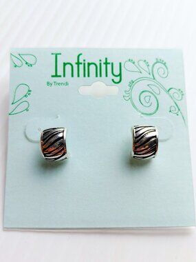Infinity by Trendi Silver Tone Textured Open Hoop Post Earrings Fashion Jewelry